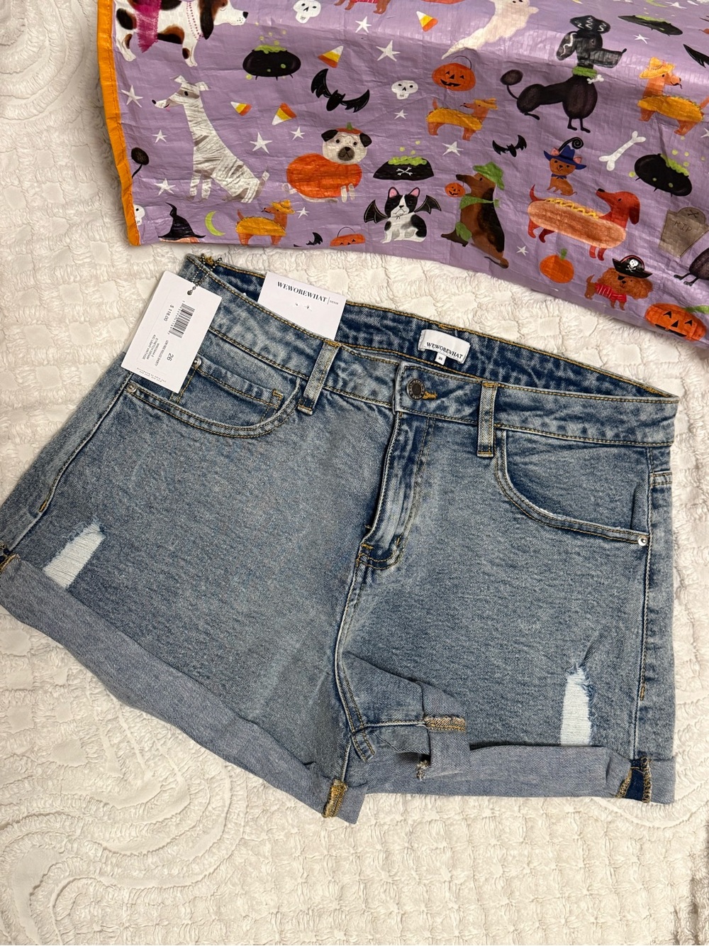 WeWoreWhat Light Blue Distressed Denim Shorts